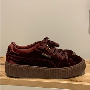 Burgundy Fenty by Rihanna platform sneakers